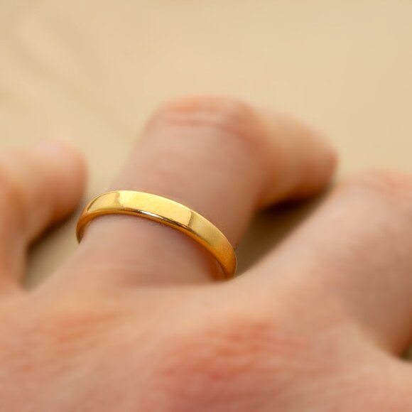 Vintage Gold Plated 925 Sterling Silver Band Ring – Comfort Fit, Size 9, Classic - Picture 8 of 8